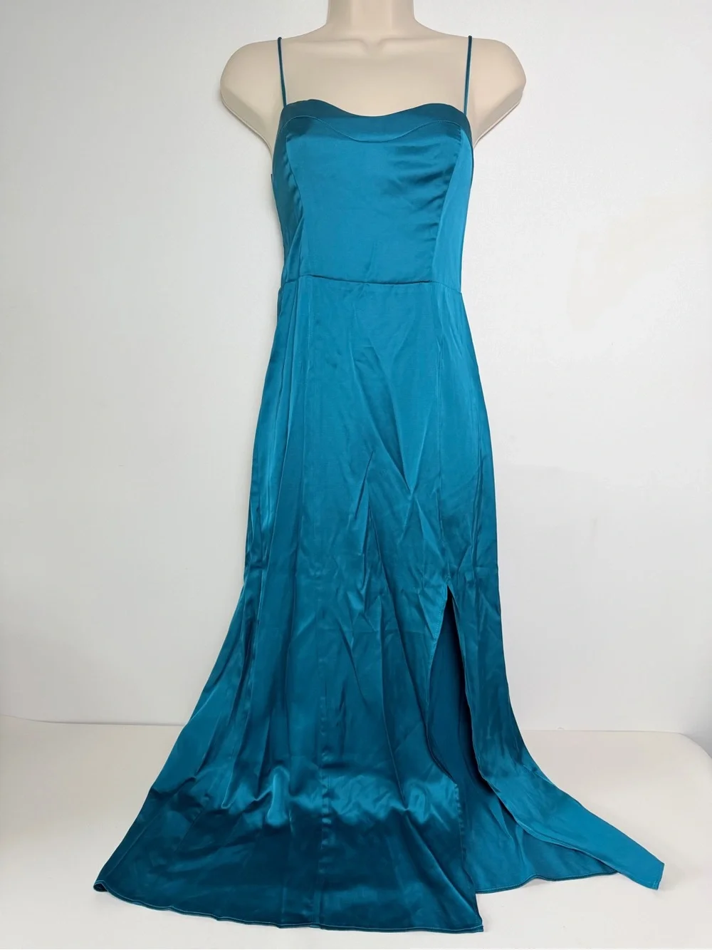 Abercrombie & Fitch Camille High Slit Maxi A-Line Dress Teal Women's Size XS/S